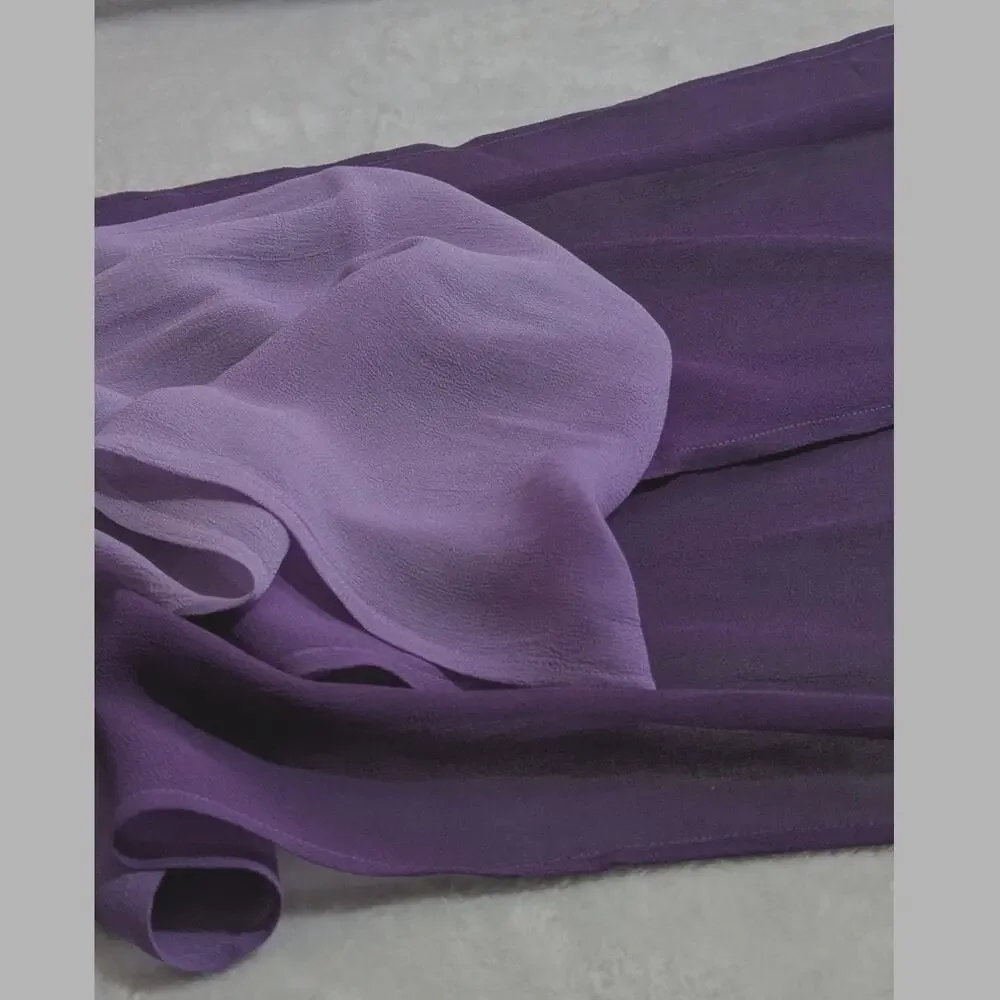 Vtg Pegasus Hand Dyed Silk Crepe Scarf Ombré Purple Tassels Fiber Art 68x11 EUC